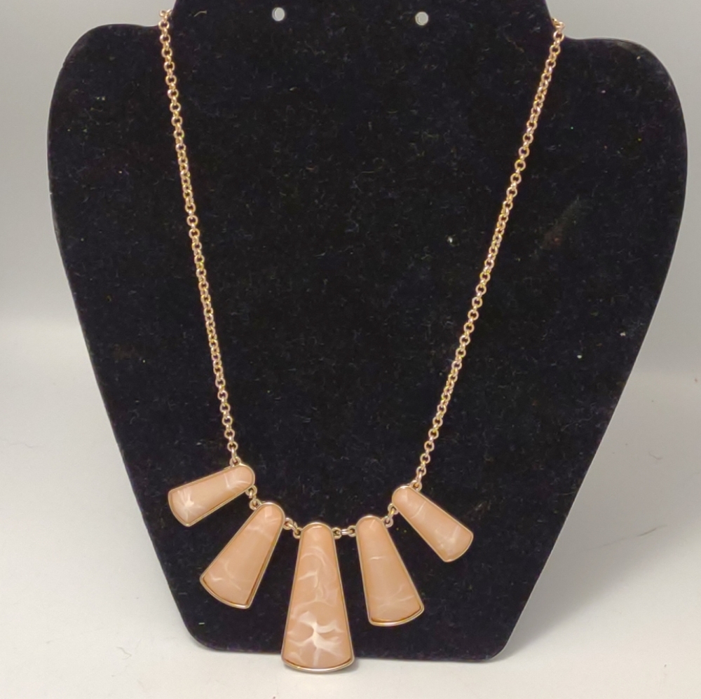 Charming Charlie Rose Gold Glitter Rectangle Statement Chain Necklace